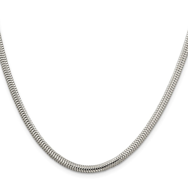 Sterling Silver Round Snake Bracelet, 7 x 4mm
