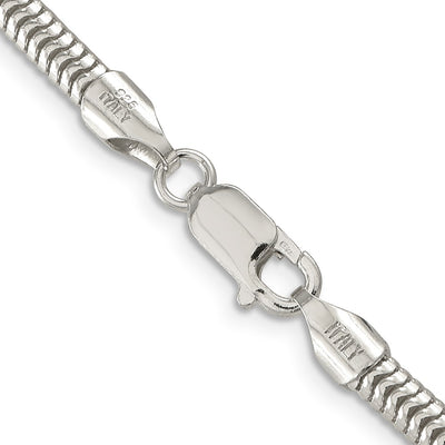 Sterling Silver Round Snake Bracelet, 7 x 4mm
