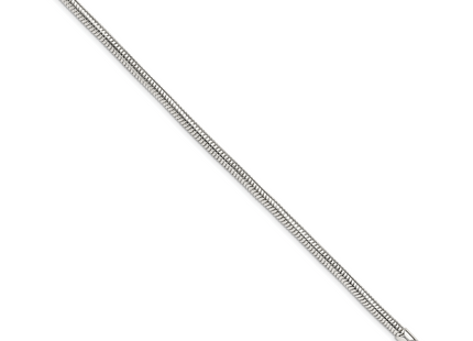 Sterling Silver Round Snake Bracelet, 7 x 4mm