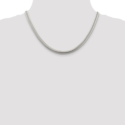 Sterling Silver Round Snake Chain, 18 x 6mm