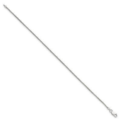 Sterling Silver Round Spiga Chain Anklet, 9 x 1.5mm