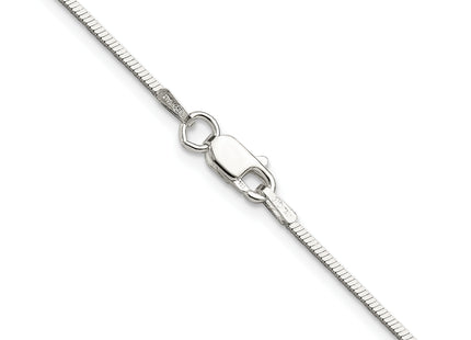 Sterling Silver Polished Square Snake Chain, 16 x 1mm