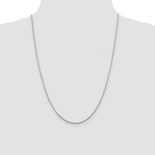 Sterling Silver Rhodium-plated Diamond-cut Round Spiga Chain (Style QSR040R-24)