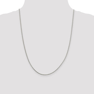Sterling Silver Diamond-cut Round Spiga Chain (Style QSR050-24)
