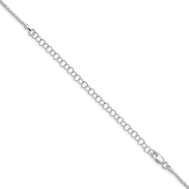 Sterling Silver Diamond-cut Round Spiga Chain w/4in ext., 26 x 1.7mm