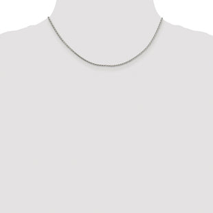 Sterling Silver Rhodium-plated Diamond-cut Round Spiga Chain (Style QSR050R-16)