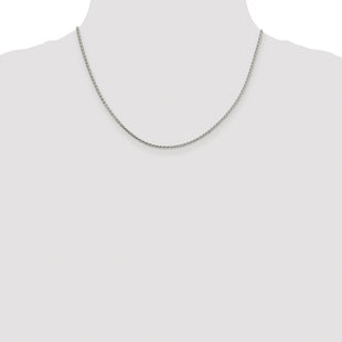 Sterling Silver Rhodium-plated Diamond-cut Round Spiga Chain (Style QSR050R-18)