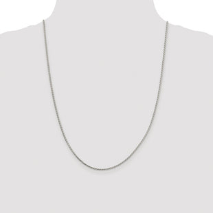 Sterling Silver Rhodium-plated Diamond-cut Round Spiga Chain (Style QSR050R-24)