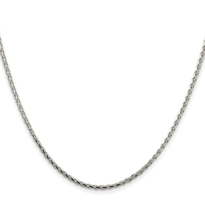 Sterling Silver Rhodium-plated Diamond-cut Round Spiga Chain, 16 x 2.15mm