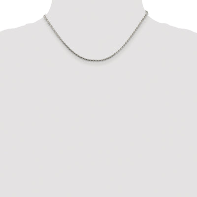 Sterling Silver Rhodium-plated Diamond-cut Round Spiga Chain, 16 x 2.15mm