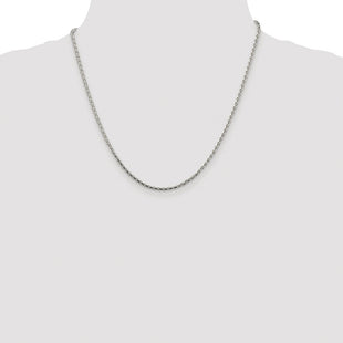 Sterling Silver Rhodium-plated Diamond-cut Round Spiga Chain (Style QSR060R-20)