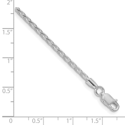 Sterling Silver Rhodium-plated Diamond-cut Round Spiga Bracelet, 7 x 2.15mm
