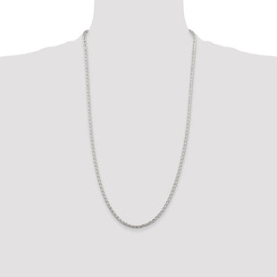Sterling Silver Diamond-cut Round Spiga Chain (Style QSR080-28)