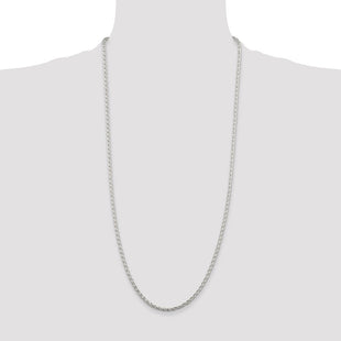 Sterling Silver Diamond-cut Round Spiga Chain (Style QSR080-30)