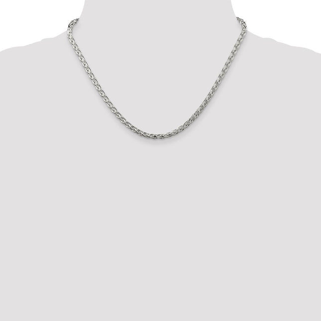 Sterling Silver Diamond-cut Round Spiga Chain, 18 x 3.5mm