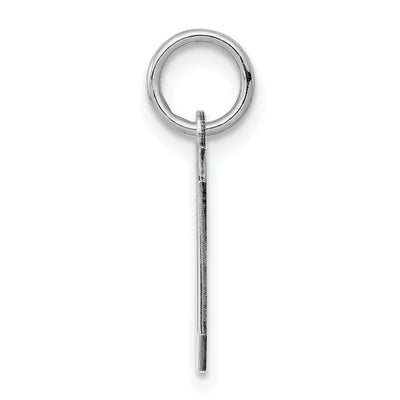 Sterling Silver/Rhodium-plated Polished Number 0 Charm, 20 x 4mm
