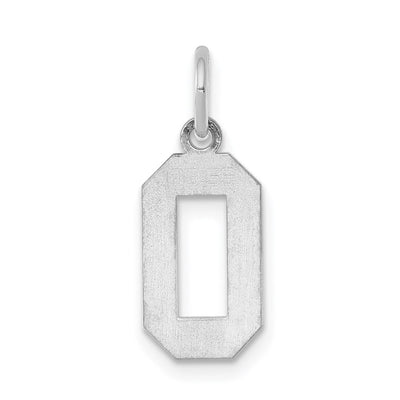 Sterling Silver/Rhodium-plated Polished Number 0 Charm, 20 x 4mm