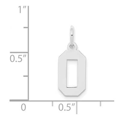 Sterling Silver/Rhodium-plated Polished Number 0 Charm, 20 x 4mm