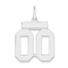 Sterling Silver Rhodium-plated Small Polished Number Double 00 with Top