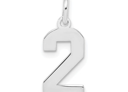 Sterling Silver/Rhodium-plated Polished Number 2 Charm (Style QSS02)
