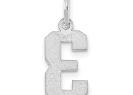 Sterling silver number 3 charm, further view