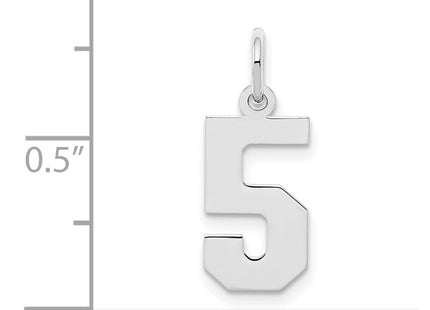 Sterling silver number 5 charm, another view