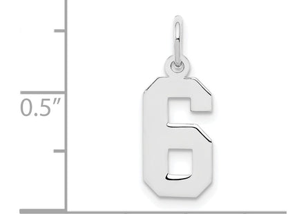 Sterling silver number 6 charm, another view