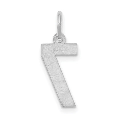 Sterling Silver/Rhodium-plated Polished Number 7 Charm, 20 x 4mm
