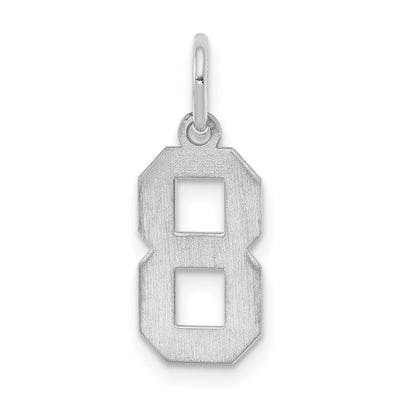 Sterling Silver/Rhodium-plated Polished Number 8 Charm, 20 x 4mm