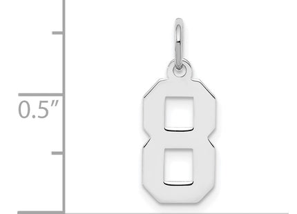 Sterling silver number 8 charm, another view