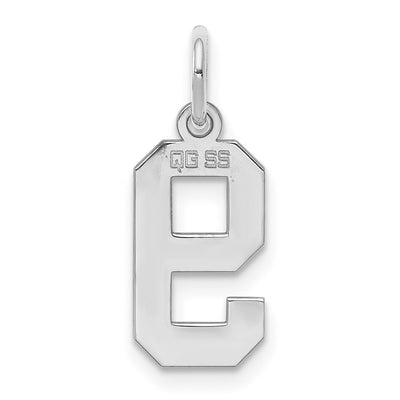 Sterling Silver/Rhodium-plated Polished Number 9 Charm, 20 x 4mm