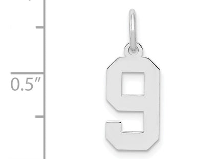 Sterling silver number 9 charm, another view