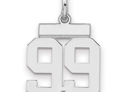 Sterling Silver/Rhodium-plated Polished Number 99 Charm (Style QSS99)