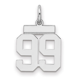 Sterling Silver/Rhodium-plated Polished Number 99 Charm (Style QSS99)