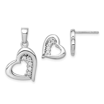 Sterling silver cubic zirconia heart pendant