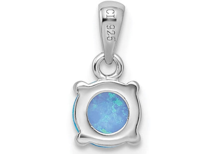 Sterling Silver Rhodium-plated Created Opal Pendant and Earring Set (Style QST205)