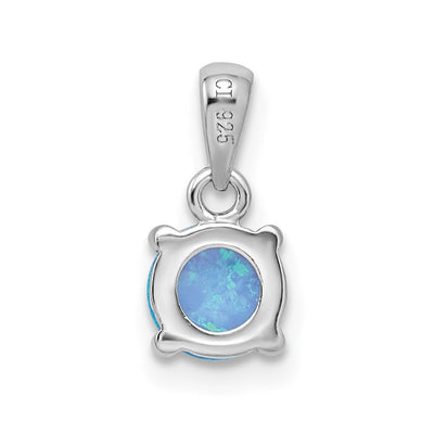 Sterling Silver Rhodium-plated Created Opal Pendant and Earring Set, 6 x 6mm