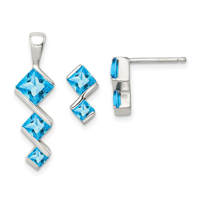 Sterling silver blue topaz pendant