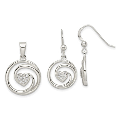 Sterling silver cubic zirconia circle pendant