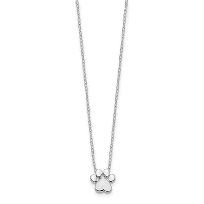 Sterling Silver RH-plated Paw Print w/2 in ext. Post Earring Necklace Set