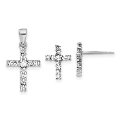 Sterling silver cubic zirconia cross pendant
