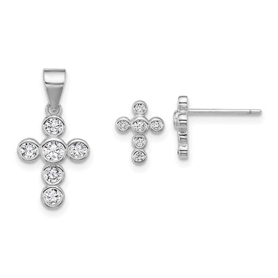 Sterling silver cubic zirconia cross pendant