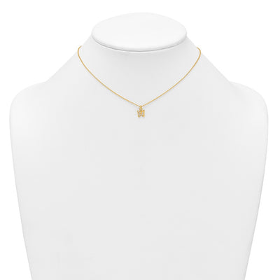 Sterling Silver Gold-tone White CZ Butterfly Childrens Necklace and Post Earrings Set