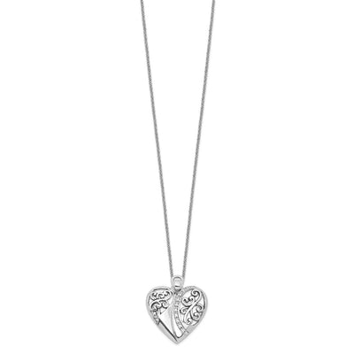 Sentimental Expressions Sterling Silver Rhodium-plated CZ Antiqued 18in Angel of Love Necklace