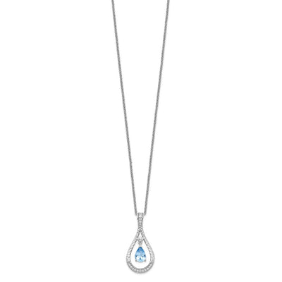 Sentimental Expressions Sterling Silver Rhodium-plated Mar. CZ Stone Never Forget Tear 18in Birthstone Necklace