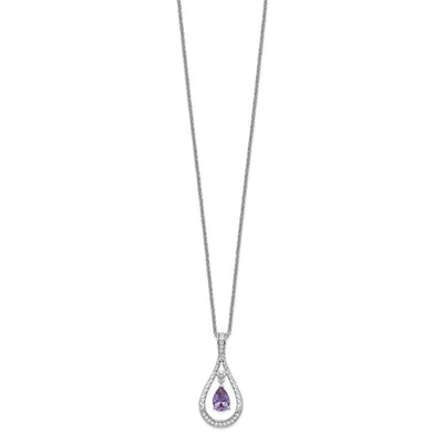 Sentimental Expressions Sterling Silver Rhodium-plated June CZ Stone Never Forget Tear 18in Birthstone Necklace