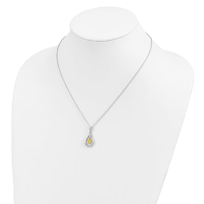 Sentimental Expressions Sterling Silver Rhodium-plated Nov. CZ Stone Never Forget Tear Birthstone Necklace