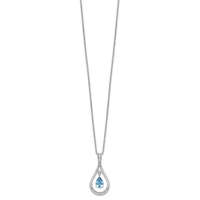 Sentimental Expressions Sterling Silver Rhodium-plated Dec. CZ Stone Never Forget Tear Birthstone Necklace