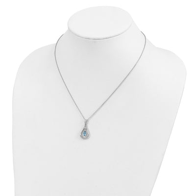Sentimental Expressions Sterling Silver Rhodium-plated Dec. CZ Stone Never Forget Tear Birthstone Necklace