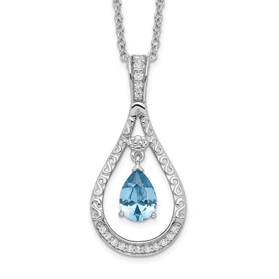 Sentimental Expressions Sterling Silver Rhodium-plated Dec. CZ Stone Never Forget Tear Birthstone Necklace